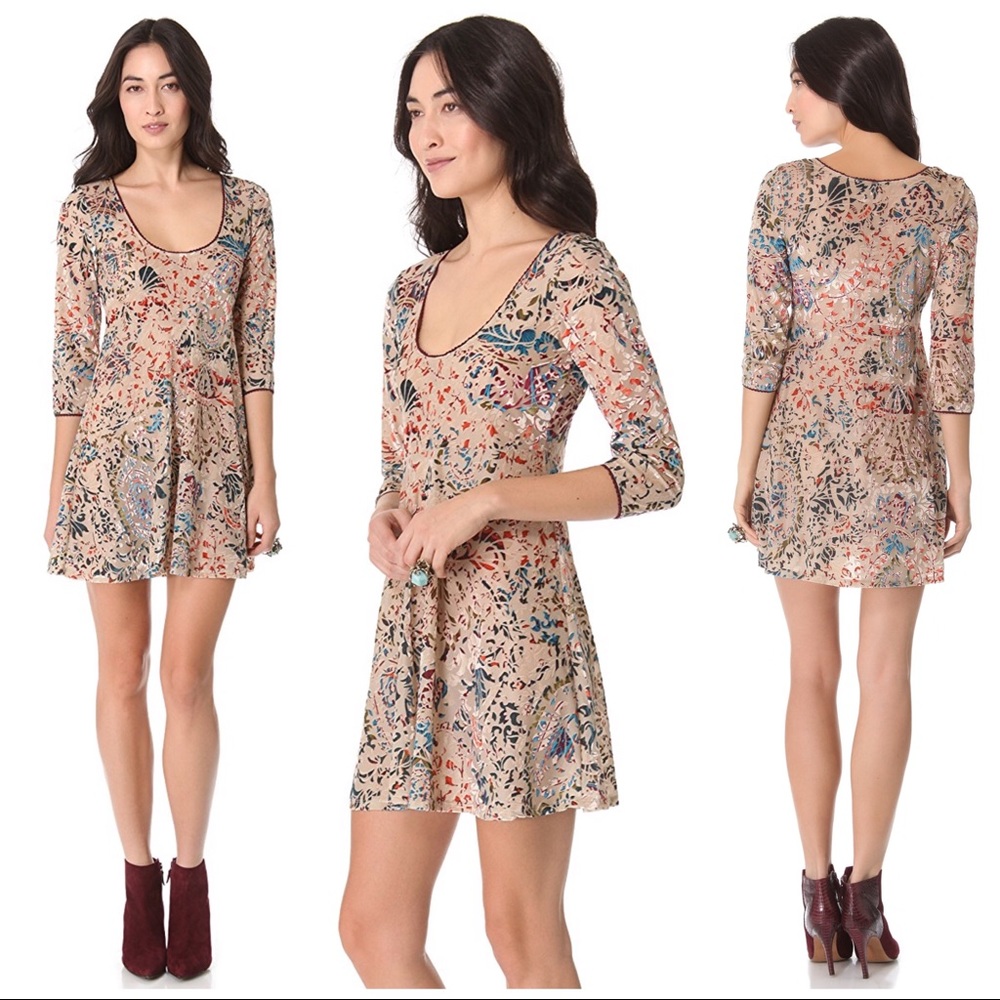 Free People Burnout Velvet Swing Dress S